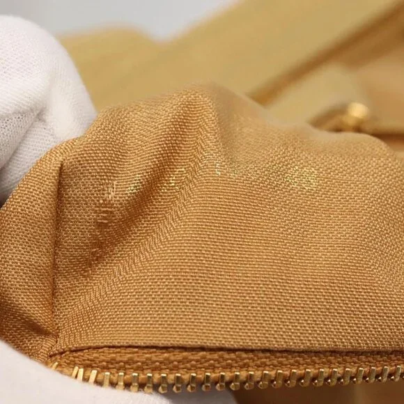 FENDI Zucca Canvas Hand Bag Yellow Gold Auth